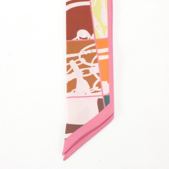 Authentic Hermes “Brides de Gala” Twilly multicolor twill silk scarf wrap - Picture 6 of 7